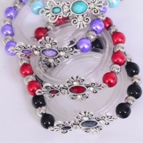 Cross Bracelet *BLACK and Silver cross with BLACK color Beads NEW NWT - Picture 3 of 12